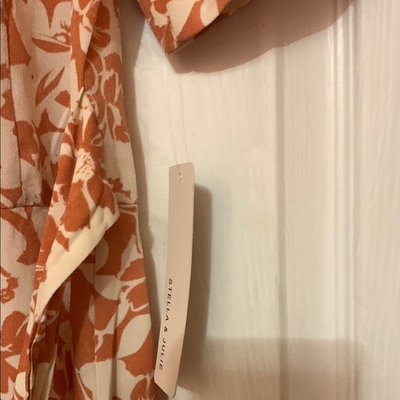 Floral Print Dress in Orange and Cream STELLA & JULIE - Picture 3 of 9